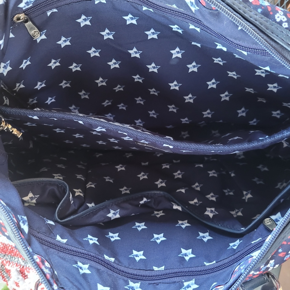 Jessica Simpson Large Travel Laptop Tote Bag Blue Mini Floral Motif  16 x 20 x 6 - Picture 16 of 16